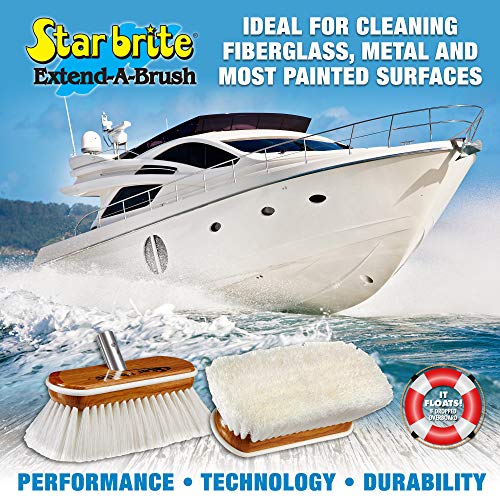 STAR BRITE 8" Premium Cleaning Brush – Synthetic Wood Block with High-Density Star Prene Fibers for Boat Decks, Docks & Tough Surfaces – Fits Extend-A-Brush Handles – Stiff Bristle, White (040172) - color: White, size: Premium 8" Brush