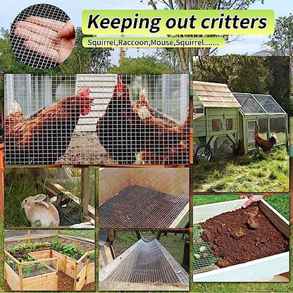 Hardware Cloth 12'' x 10' 1/4 in Galvanized Wire Mesh Roll (23 GA) Chicken Wire Fence Roll for Chicken Pen/coop Fences, Screen mesh, Rabbit/Snake Fences, Poultry enclosures, Handicraft Ma - size: 12In x 10Ft