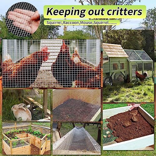 Hardware Cloth 1/4 in Galvanized Wire Mesh Roll (23 GA) Chicken Wire Fence Roll for Chicken Pen/coop Fences, Screen mesh, Rabbit/Snake Fences, Poultry enclosures, Handicraft Ma（4'' x 10' ） - size: 4In x 10Ft