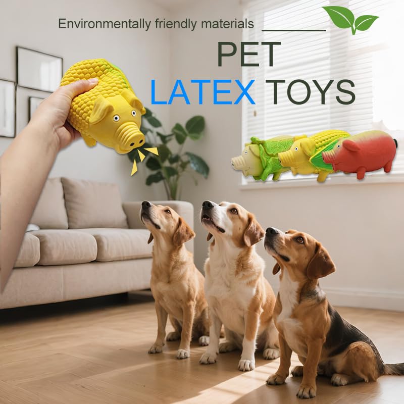 Dog Latex Toy, Funny Pig and Vegetable Design with Built-in Squeaker for Chewing, Floating, and Interactive Play (Cabbage Pig) - color: Cabbage pig
