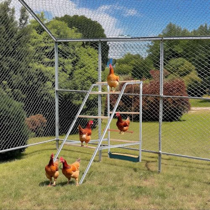 Chicken Perch for Hens, Ducks Pets, 4-Tier Round Design w/Stable Base, Durable Metal & Wood Construction, Easy to Assemble & Clean, Chicken Coop Roosting Bars for Outdoor, 19.3”W x 42”D x 39.4”H