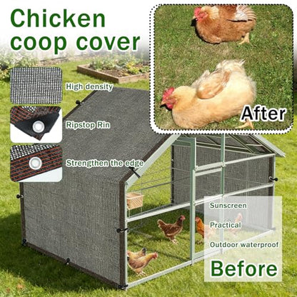 19.7 * 6.6 FT Chicken Coop Cover UV 90% Shade Cloth Kit for Block Summer Sun Protection Cages Cover - Extra Length Shade Netting for Full Roof Coops, Outdoor Garden Patio Yard Plants Chicken Run Pen