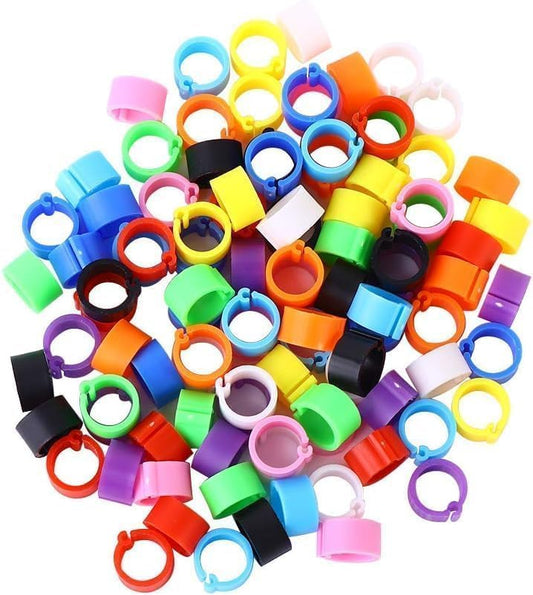 100Pcs 10-Color Poultry Leg Bands, Leg Bands Clip-on Rings for Birds, Ducks and Chickens, Multi-Color Farm Animal Livestock Tagging Accessories, 8mm Adjustable Clip-On Bird ID Rings for Poultry
