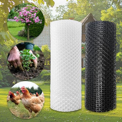 White Plastic Chicken Wire mesh 15.7IN x 33FT,Plastic Chicken Wire Fencing,Poultry Netting,Plastic mesh for Garden,Balcony Fence,Chicken Wire Frame for Crafts, Floral Mesh.with 100 Ties - color: 33ft White