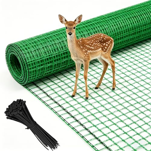 6.6x100ft Plastic Mesh Fence with Reinforced Double Black Edges, Heavy Duty Deer Fencing and Garden Netting Animal Barrier, 0.4in Square Mesh Safety Fence for Yard, Poultry and Plant Protection - size: 6.6ft x 100ft