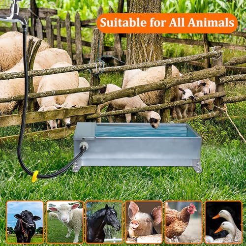 Stainless Steel Large Capacity Self Filling Animal Drinking Bowl,Self Filling Stainless Steel Livestock Water Trough,7.5L Large Capacity,for Cattle,Horses,Goats,Pigs,Dogs and Other Livestock