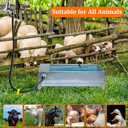 Stainless Steel Large Capacity Self Filling Animal Drinking Bowl,Self Filling Stainless Steel Livestock Water Trough,7.5L Large Capacity,for Cattle,Horses,Goats,Pigs,Dogs and Other Livestock