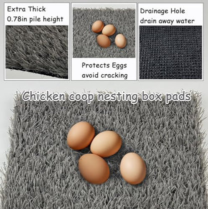 PINVNBY 6 Pcs Artificial Chicken Coop Nesting Pads,12"x12" Washable Chicken Nest Box Liners Hen Laying Mats Fake Grass Synthetic Turf Mat for Chicken Coop Pet Garden Lawn Indoor Outdoor(Gray) - size: 【Grey|6 PCS】