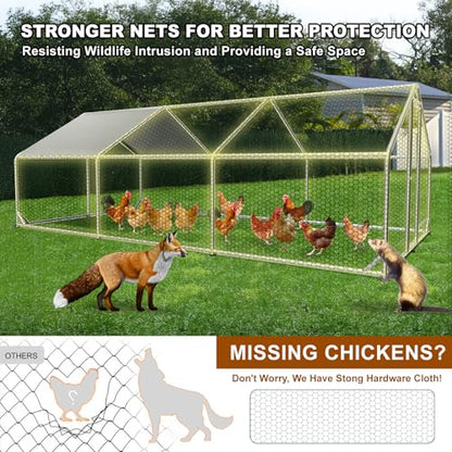 Large Chicken Coops for 20/30/50 Chickens,Outdoor Metal Walkin Poultry Cag with Cover Lockable Doors,Ducks Coop and Other Small Animals for Yard/Farm/Ranch (19.72'L x 9.88'W x 6.59'H) - size: 19.72'L x 9.88'W x 6.59'H