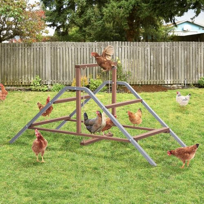 PETSFIT Chicken Perch Ladder-Solid Wood and Rustproof Iron Design, Chicken Ladder with Swing for Healthy Poultry-Ideal for Backyard Coops, Farms, Easy to Assemble and Clean - size: 58"Lx24"Wx28"H