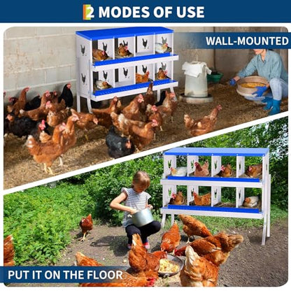 8 Compartment Chicken Nesting Box, Galvanized Steel Metal Laying Box with Removable Tray Roll-Out Egg Collection, Wall Mount Hen Roosting Box, Easy Egg Collection - color: Blue, size: 8 holes with legs