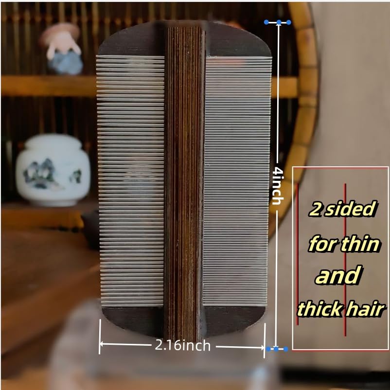 Extra Fine Stainless Steel Lice Comb Easy to Remove Nits and Eggs Reuseabe and Reliable Hair Lice Treatment Combs 4inches Different Double-Sided Needles for All Types Hair Useful