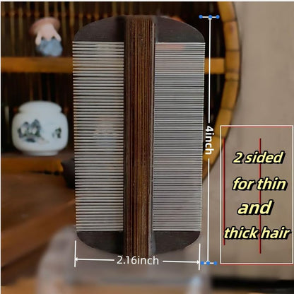 Extra Fine Stainless Steel Lice Comb Easy to Remove Nits and Eggs Reuseabe and Reliable Hair Lice Treatment Combs 4inches Different Double-Sided Needles for All Types Hair Useful