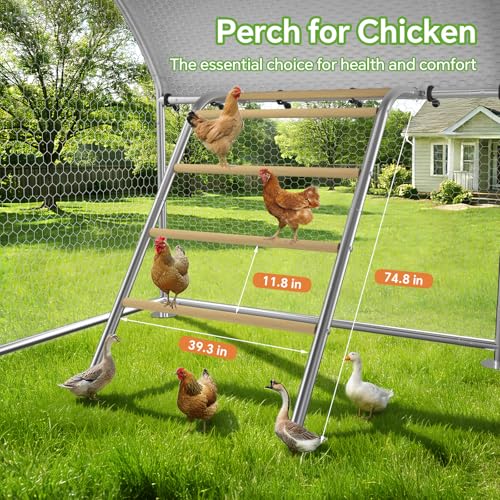 Large Metal Chicken Coop with Roosting Perch,Waterproof and UV-Resistant Cover,Outdoor Walk-in Cage Hen House for Yard Farm Duck Chicken Run Dome Roof (10’ W x 13.2’ L x 6.4’ H) - size: 157.5"L x 119.0"W x 77.2"H