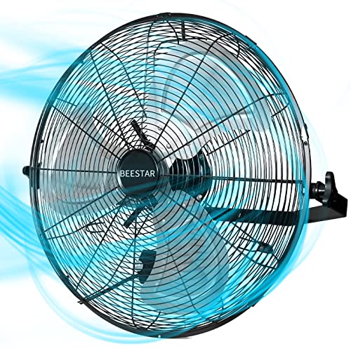 BEESTAR 20 inch High Velocity Wall Mount Fan,Industrial Fan with 3 Speed Commercial Ventilation,Easy Operation and 270 Degree Tilting,Metal Fan for Warehouse,Greenhouse, Workshop and Basement - style: 20 INCH