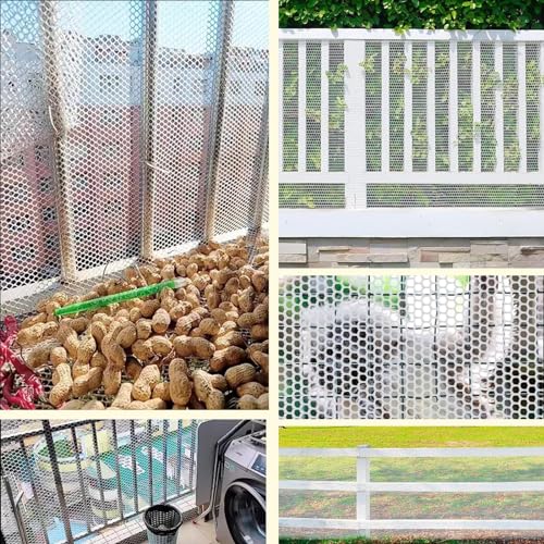 Plastic Wire Mesh Fence 16in x 20Ft Plastic Chicken Wire Mesh for Poultry, Dogs, Rabbit, Snake Barrier & Gardening Versatile Plastic Fencing (16in x 20Ft, White) - color: White, size: 16in x 20Ft