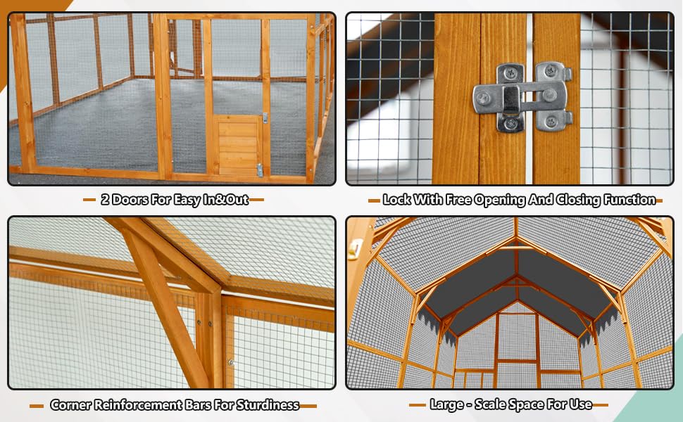 Endark 110" Large Walk-in Chicken Coop Enclosure with Waterproof Roof- Spacious Outdoor Yard, Pet Cage Playpen Farm Poultry Cage with Durable Wood Construction and Rain Protection(Brown)