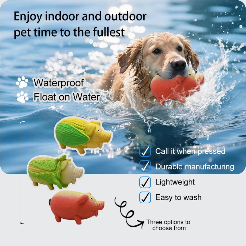 Dog Latex Toy, Funny Pig and Vegetable Design with Built-in Squeaker for Chewing, Floating, and Interactive Play (Cabbage Pig) - color: Cabbage pig