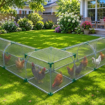 Chicken Run Corner Extension 27.5"x27.5"x23.6", Outdoor Square Coop Fence Connector Add-On for Chickens, Ducks & Rabbits - size: 27.55X27.55X23.62in