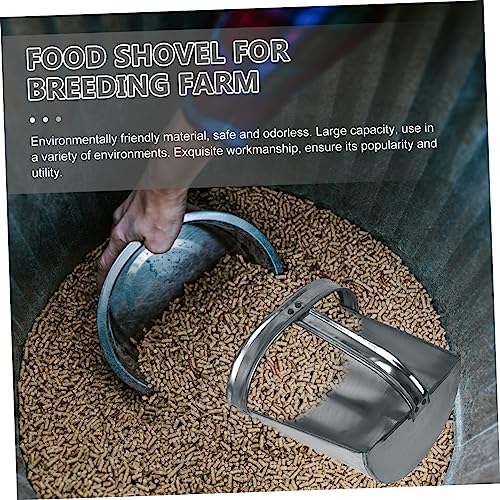 Kisangel Thickened Iron Shovel for Feeding Handheld Feed Scoop for Livestock Farm
