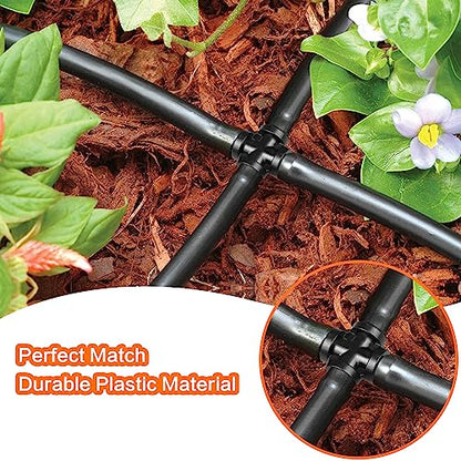 1/4" Drip Irrigation Cross Fittings, 45 Pieces Barbed 4-Way Cross Irrigation Parts for 1/4 Inch Drip Tubing, Drip Line 4-way Tee Connectors T Parts for Sprinkler Garden Lawn - size: 4/7mm Cross-40P