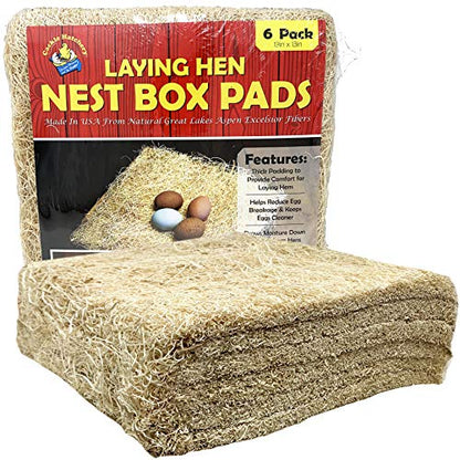 Cackle Hatchery Laying Hen Nest Box Pads Made in USA from Sustainable Aspen Exceslior - 13x13 Nesting Box Liners (6-Pack) - size: 6-Pack