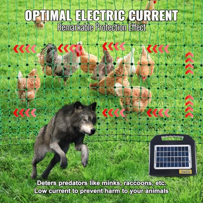 VEVOR Electric Poultry Netting, 48" H x 168' L, PE Net Fencing Kit with Posts & Double-Spiked Stakes, Utility Portable Mesh for Chickens, Ducks, Geese, Rabbits, Used in Backyards, Farms, and Ranches - size: 48in*168ft, style: Poultry
