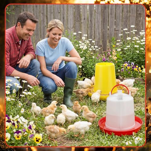 Pickmesh 4 pcs Chick Feeder and Waterer Set 1.5kg Feeder and 0.4 Gal Waterer for Chicks Ducks and Quail, Brooder Starter Kit and Chicken Coop Accessories