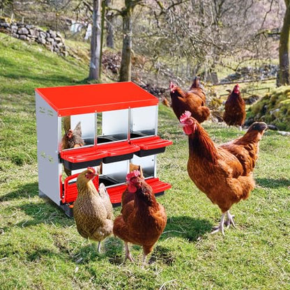 10 Compartment Chicken Nesting Box, Chicken Laying Box with Egg Collection, Roll Away Nesting Boxes - color: Red, size: 31.3"L x 20.5"W x 30.7"H