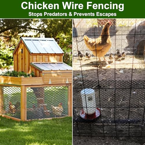 2-Pack Plastic Chicken Wire Mesh - 15.7 in x 10 ft Black, Plastic Wire Mesh Fence for Dogs, Cats & Poultry - Garden Netting & Animal Barrier, Balcony Netting for Pets - Laddatz - color: Black 2 Pack