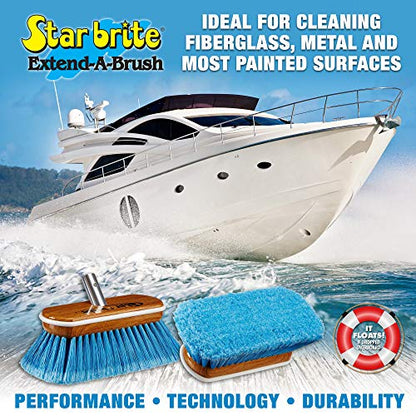STAR BRITE 8" Premium Cleaning Brush - Synthetic Wood Block with Durable, High-Density Star Prene Fibers for Boat, RV & Auto Surfaces - Extend-A-Brush Handles - Medium Bristle, Blue (040171) - color: Blue, size: Premium 8" Brush