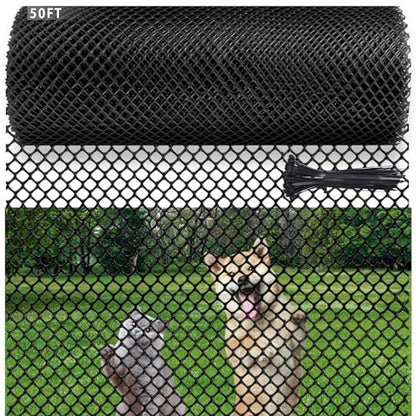 Plastic Pet & Garden Fence - Black 15.7in X 50ft Roll Multi-Use Decorative Chicken Wire Fencing for Poultry, Gardening & Animal Barriers - size: 15.7"X50'-1/3"OPENING