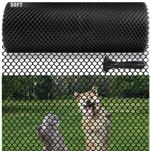 Plastic Pet & Garden Fence - Black 15.7in X 50ft Roll Multi-Use Decorative Chicken Wire Fencing for Poultry, Gardening & Animal Barriers - size: 15.7"X50'-1/3"OPENING