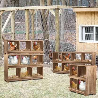 Neoaider Nesting Boxes for Chickens 8 Compartment, Wall-Mounted Wooden Chicken Nesting Box, Ensuring Comfortable Egg Laying, Preventing Egg Falls, Perfect for Backyard and Poultry Farms - size: 50.0"L x 14.7"W x 26.0"H