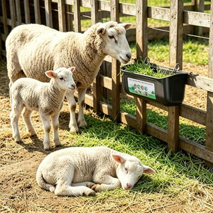 Chicken Feeder Trough, Hanging Fence Feed Trough for Livestock Poultry, Chicken Feeder Waterer Bucket for Goat Sheep Deer Poultry Duck Gooses（ 2 * 2.7 Quart ） - color: Black