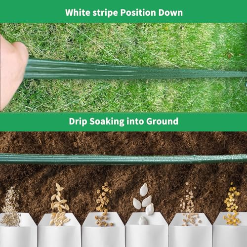 Watoo 2026 Sprinkler Hose & Soaker Hose for Yard - 50 FT Reinforced Flat Garden Hose with Holes, Heavy Duty No-Kink Lawn Irrigation Hose (Includes Stakes, High Pressure Spray) - size: 50FT
