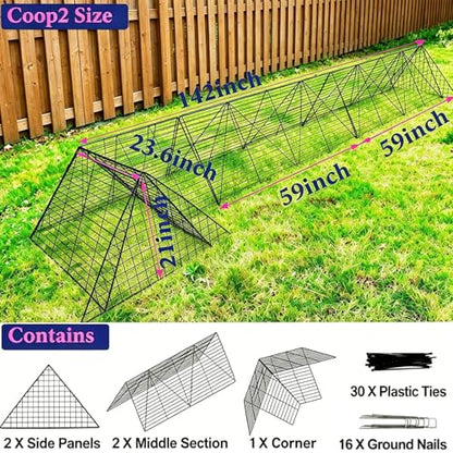 Foldable Expandable Chicken Tunnel for Outdoor Yard, Heavy Duty Poultry Run Tunnel, Predator Proof Enclosure Playpen for Chickens Rabbits Ducks