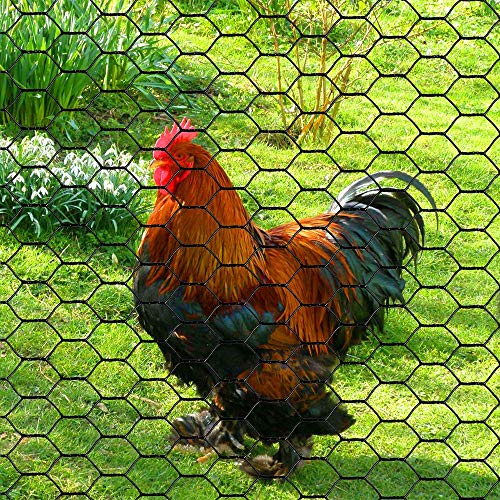 PVC Hexagonal Poultry Netting Chicken Wire 36" x50' x 1" Mesh 20GA Black - size: 36"x50'-1" 20GA