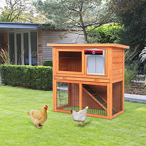 Automatic Chicken Coop Door with Timer&Light Sensor Weatherproof Chicken Door Opener Kit with LCD Screen Anti-Pinching Protect Function