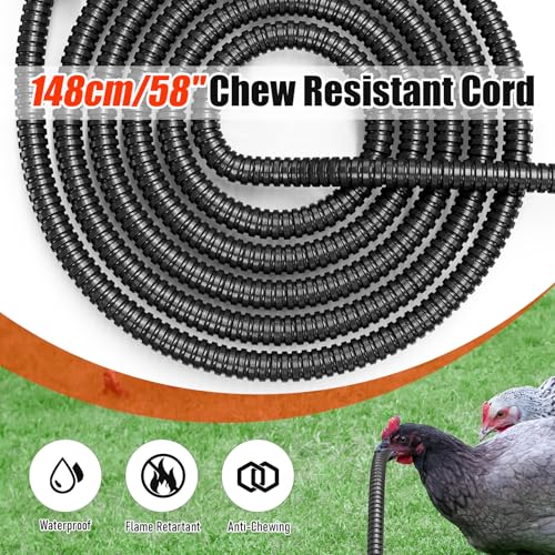 Chicken Water Heater for Winter,14" Heating Base for Metal/Plastic Chicken Waterer Poultry Founts Under 5 Gallon,48W Thermostat Chicken Coop Water Heater