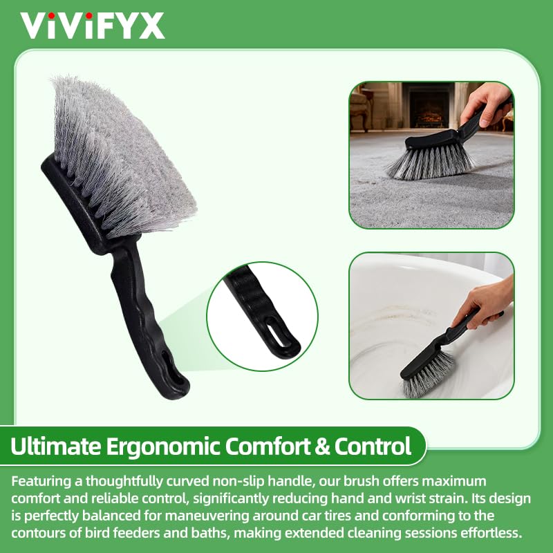 4PCS Professional Heavy Duty Cleaning Brushes Set for Bird Baths, Car Tires, Feeders, with Ergonomic Handles and Hanging Holes for Easy Storage