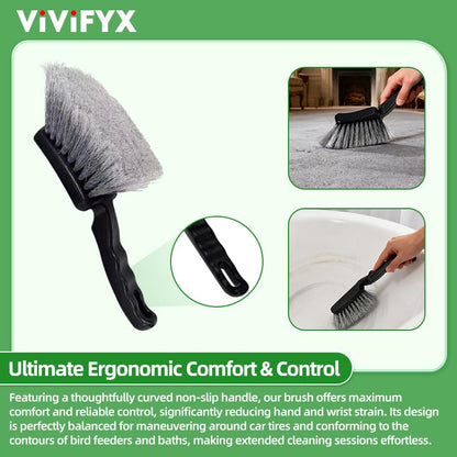 4PCS Professional Heavy Duty Cleaning Brushes Set for Bird Baths, Car Tires, Feeders, with Ergonomic Handles and Hanging Holes for Easy Storage