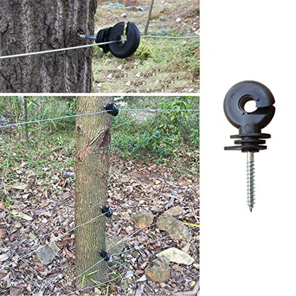 100Pcs Electric Fence Insulator Screw-in Insulator Fence Ring Wood Post Insulator with Insulator Socket Tool for Animal Husbandry Electronic System (Electric Fence Insulator - 100PCS) - style: Electric Fence Insulator - 100PCS