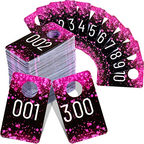 Jetec Live Plastic Number Tags, Consecutive Reusable Normal and Mirrored Image Number Tags for Live Coat Room Hanger Cards - color: Rose Red
