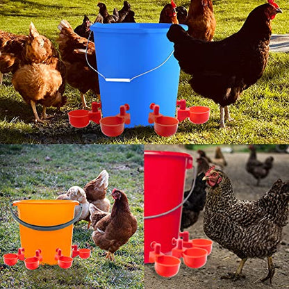 Pack 10 Chicken Waterer Cups, Chicken Feeder Cup for Chicken Duck Turkey Rabbit,3/8 Inch Thread Automatic Filling,Solution for Poultry Watering