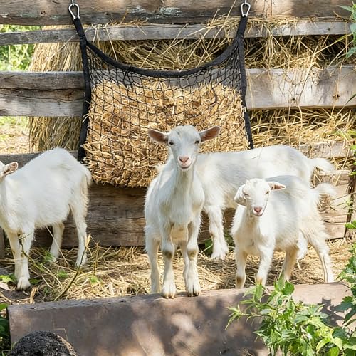 2 Pcs Slow Feed hay nets for Horses Large Capacity Hanging hay Bags 31 x 28 Inch Horse hay Feeder Suitable for All Day Feeding of Horses Goats Sheep Donkey and Trailer,Black