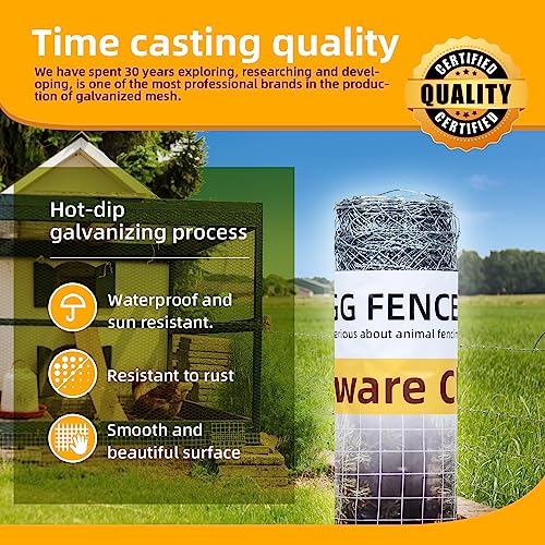 Chicken Wire Mesh 48in x 50ft Hexagonal Poultry Wire Netting | Galvanized Hardware Cloth, Garden Fence Barrier Mesh, for Pet Rabbit Garden Chicken Wire Fencing - size: 48in x 50ft 2inch