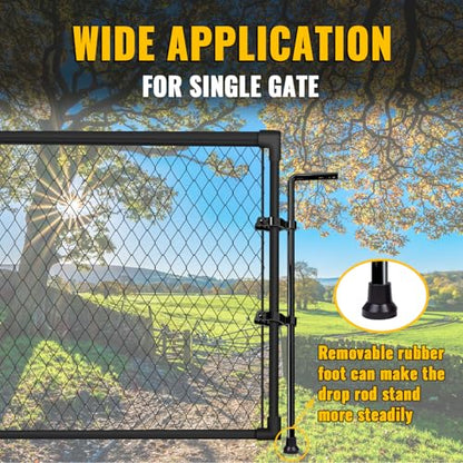VIVIDA Chain Link Gate Drop Rod 1-3/8" x 32", Black Cane Bolts Drop Rod Pin Latch for Single or Double Gate, Chain Link Fence Parts, Black, 1 Pack - size: 1-3/8" × 32" (1 PACK)