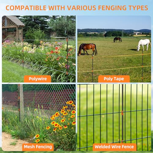 25Pcs 46Inch Portable Electric Fence Posts Kit with 75 Insulators,Temporary Electric Fencing for Containment of Chicken,Cow,Sheep & Small Animals,Easy Setup Backyard and Garden Electric Fence Stakes