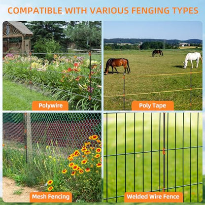 25Pcs 46Inch Portable Electric Fence Posts Kit with 75 Insulators,Temporary Electric Fencing for Containment of Chicken,Cow,Sheep & Small Animals,Easy Setup Backyard and Garden Electric Fence Stakes